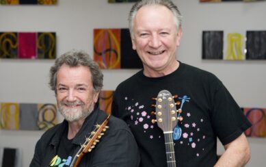 A photograph of Andy Irvine and Dónal Lunny