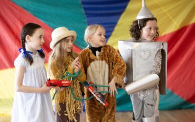 A photograph of children performing Wizard of Oz
