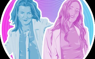 colourful graphic of two women 