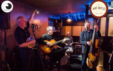 Swing band performing in pub