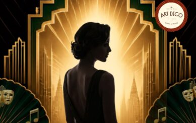 silhouette of woman in art seco style background