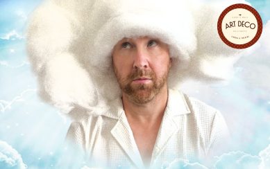 A photo of Jason Byrne surrounded by clouds.
