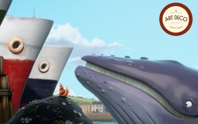 A colorful cartoon illustration of the Snail and the Whale