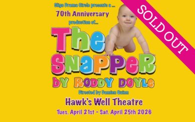 Poster of Roddy Doyle's The Snapper with a baby against a yellow background