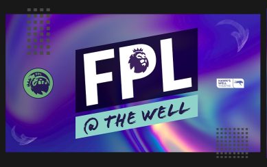 Fpl at the well in graphic form and hawk's well and FPL eire logo on each side