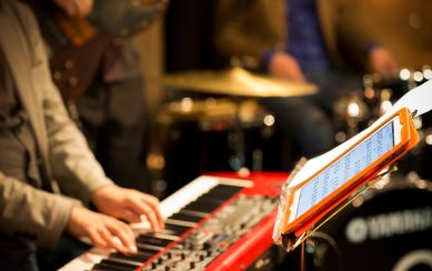 Keyboardist playing the keyboard