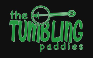 The Tumbling Paddies in green text on a black background.