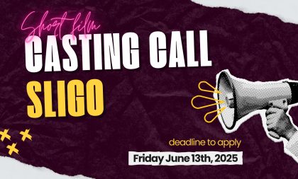 A graphic of a megaphone next to text reading Short Film Casting Call Sligo