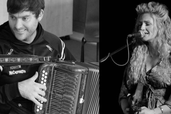boy playing accordion and girl singing boy playing accordion and girl singing