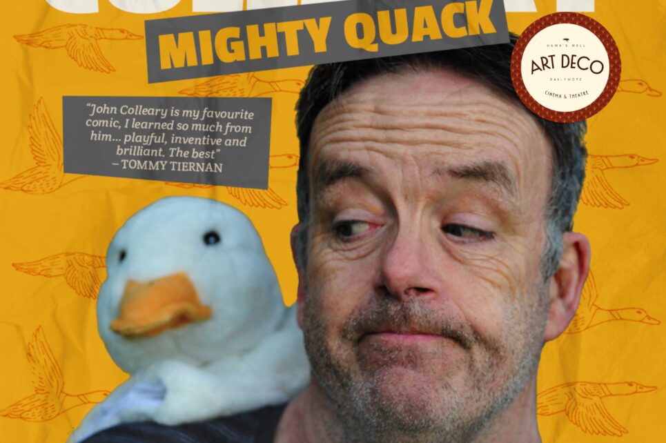Comedian with a duck on his shoulder