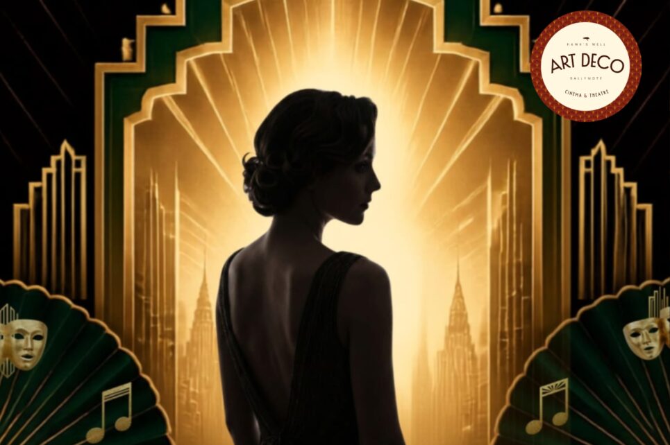 silhouette of woman in art seco style background 