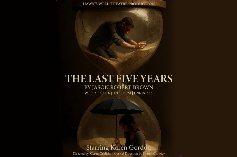 The poster shows a man in the top half and a woman in the bottom half of an hourglass.
