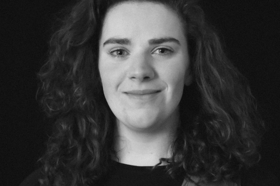 A black and white portrait photo of Sinead Sexton
