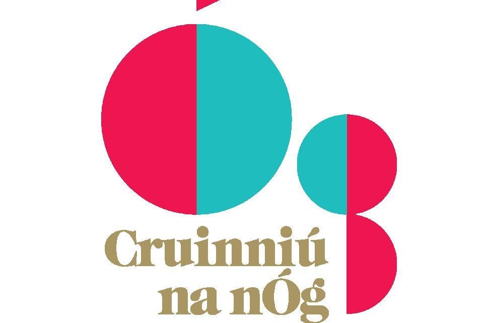 Cruinniu na nOg logo in blue and red with gold lettering Cruinniu na nOg logo in blue and red with gold lettering