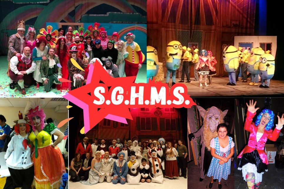 A collage of photos from Panto performances