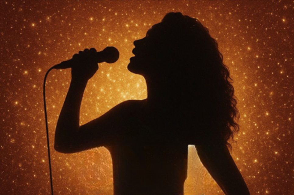 Silhouette of a singing woman
