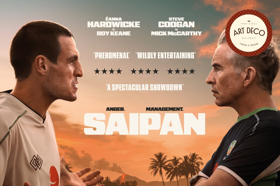 Poster of film Saipan with actors facing off with each other Poster of film Saipan with actors facing off with each other