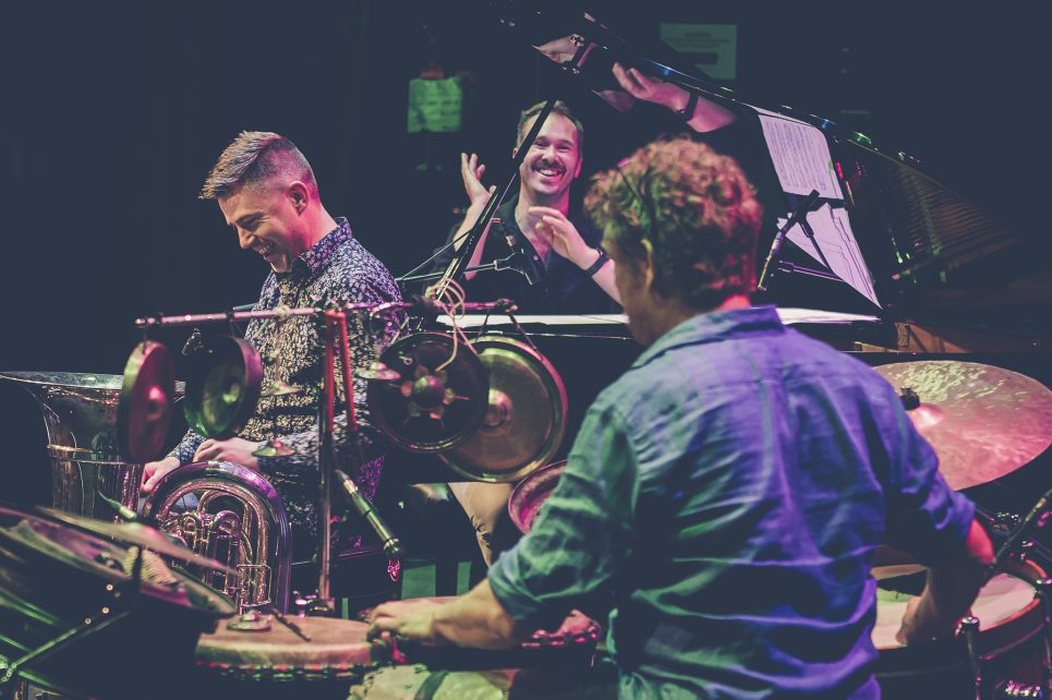 Band performing on stage Band performing on stage