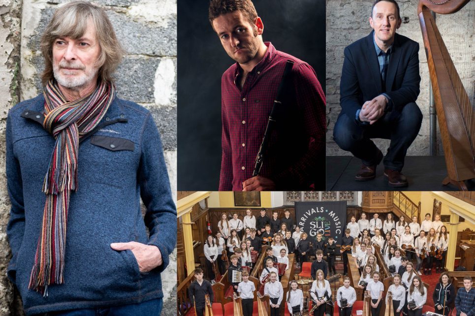 A collage of photographs of Sean Keane, Michael Rooney, Stephen Doherty and the children from the Ceol Na nOg orchestra. A collage of photographs of Sean Keane, Michael Rooney, Stephen Doherty and the children from the Ceol Na nOg orchestra.