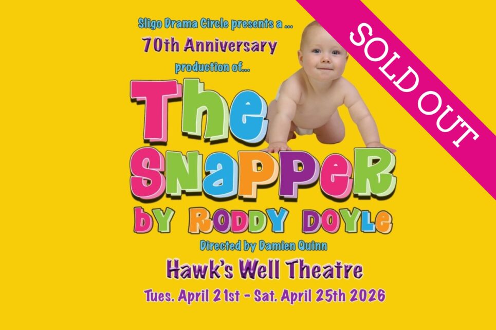 Poster of Roddy Doyle's The Snapper with a baby against a yellow background