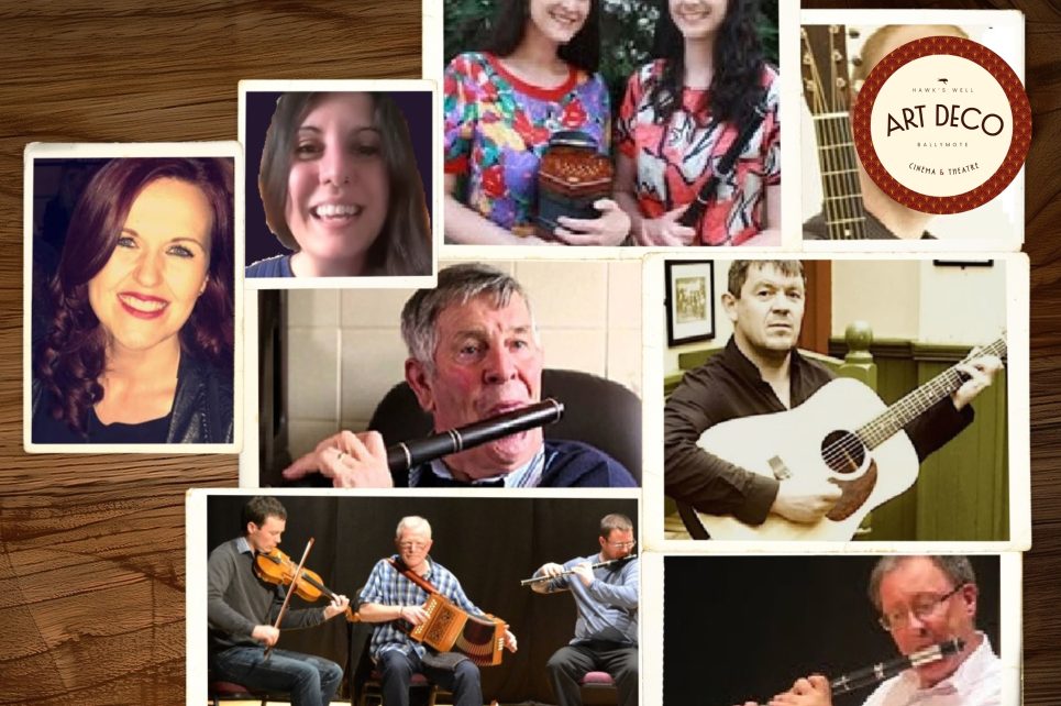 Collage of musicians playing musical instruments