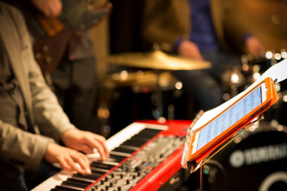 Keyboardist playing the keyboard